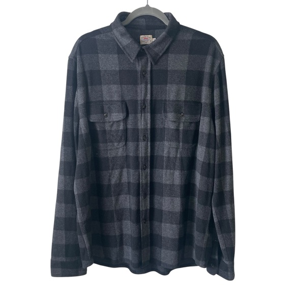 Faherty Legend Sweater Shirt in Charcoal Black Buffalo Plaid Size XL - Picture 2 of 15